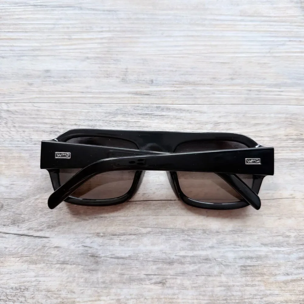 WMP Harlee Oversized Square Sunglasses Black Thick Frame UV Protection